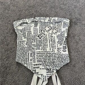 Black and White Text Print Corset Top